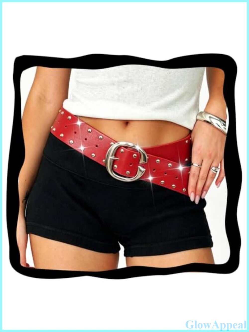 Wide Studded Leather Belt Chunky Vintage Thick Waist Belt
